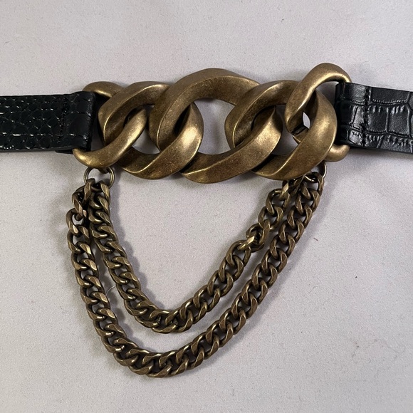 Zara Size 80 Crocodile Embossed chain belt - Picture 6 of 6